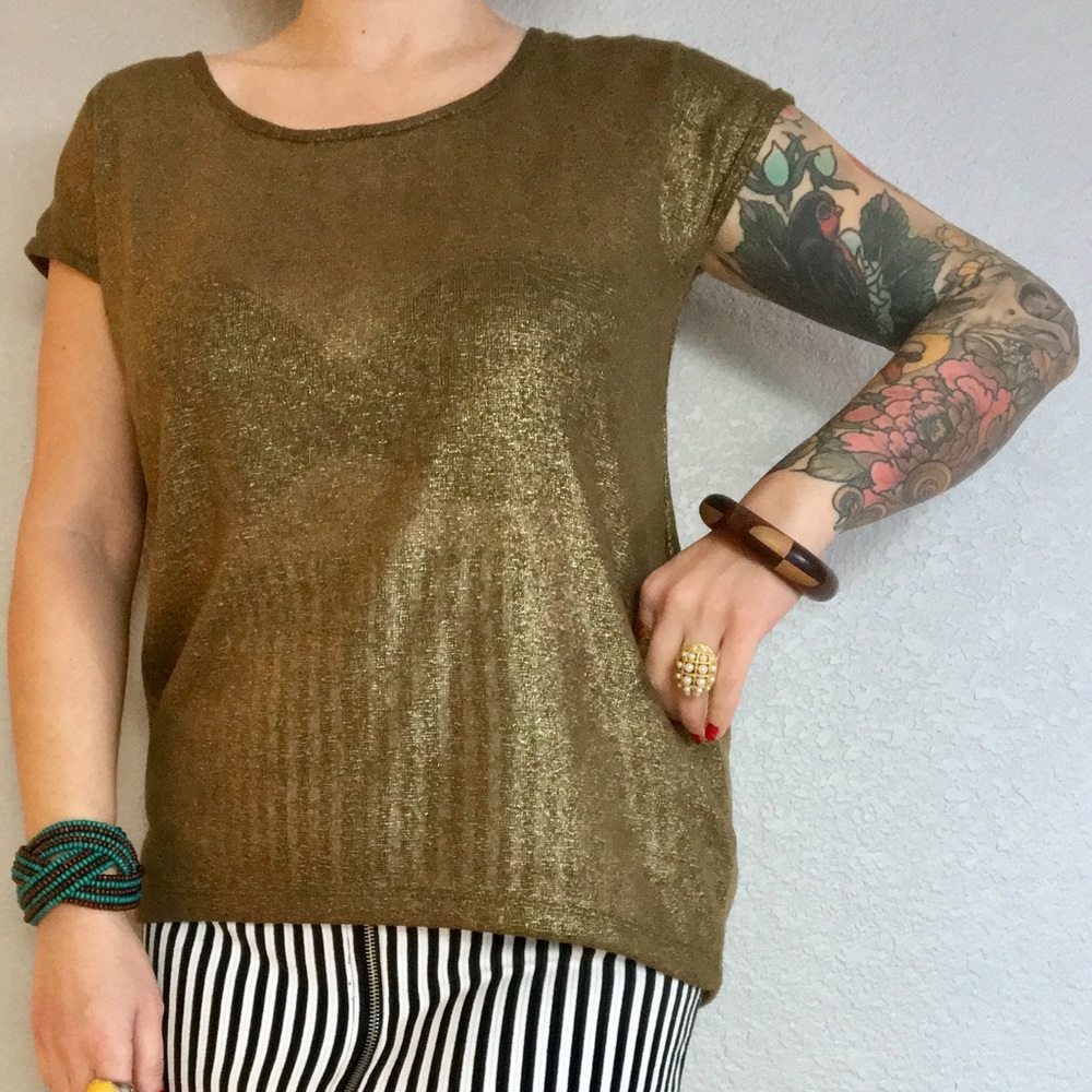 Women’s Revelation bronze gold short sleeve blouse